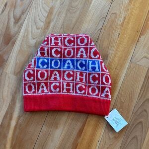 Coach Red and Blue Logo Beanie